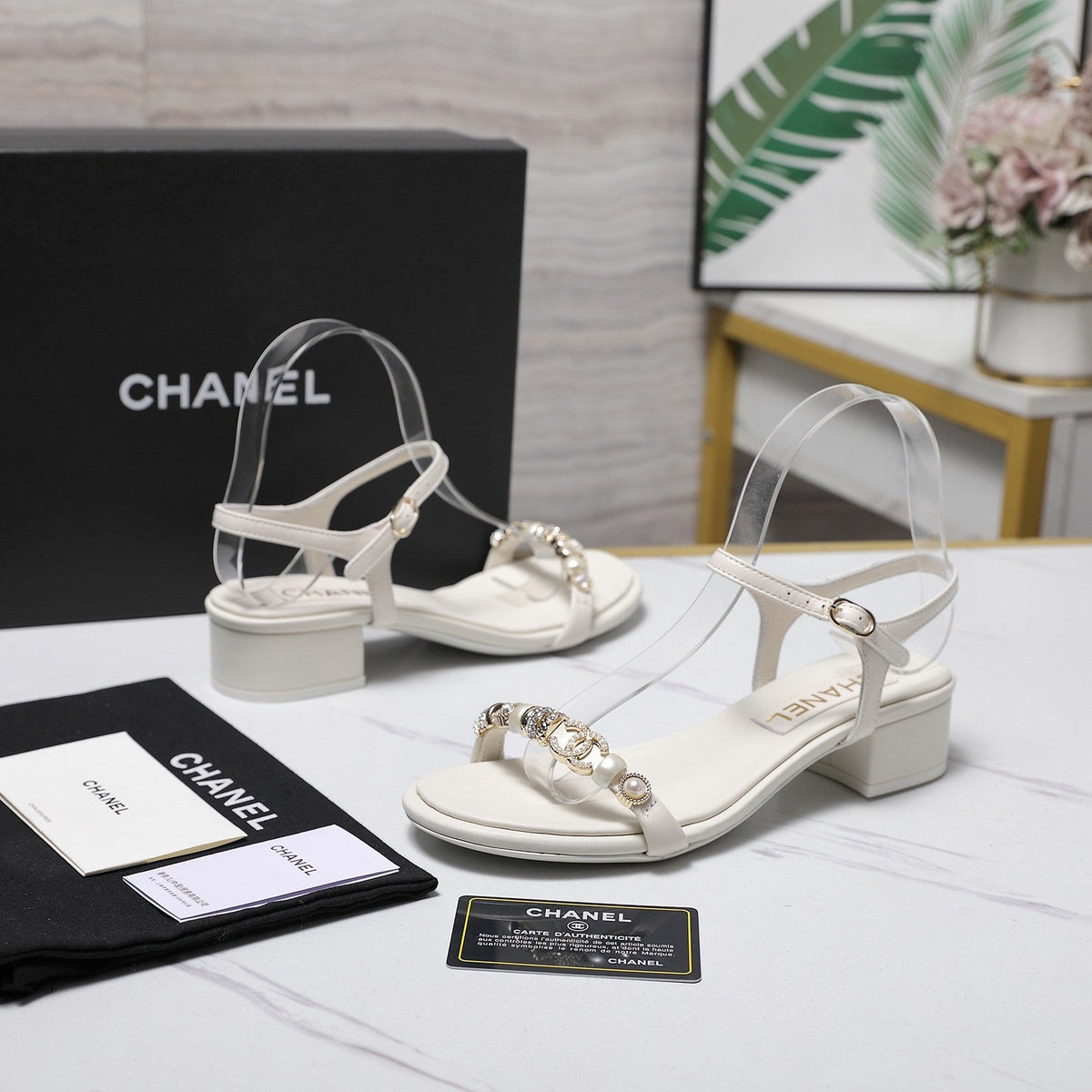 Chanel 2026 Sandals 25mm White Cowhide 758394