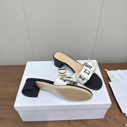 CD 26s J'Adior Chunky Heel 4.5cm Black Canvas Lambskin 922452