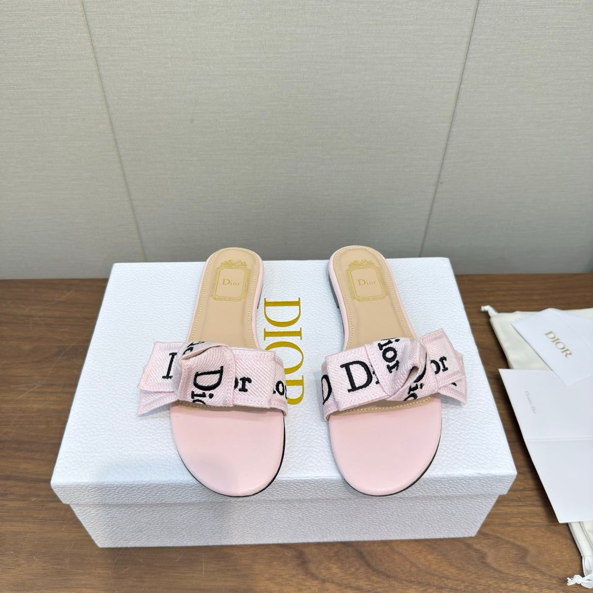 CD 26s J'Adior Slides Light Pink Canvas Lambskin 922458