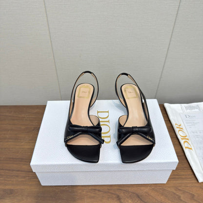 CD 26s Bow Heeled Slingback 3.5cm Black Lambskin 922492