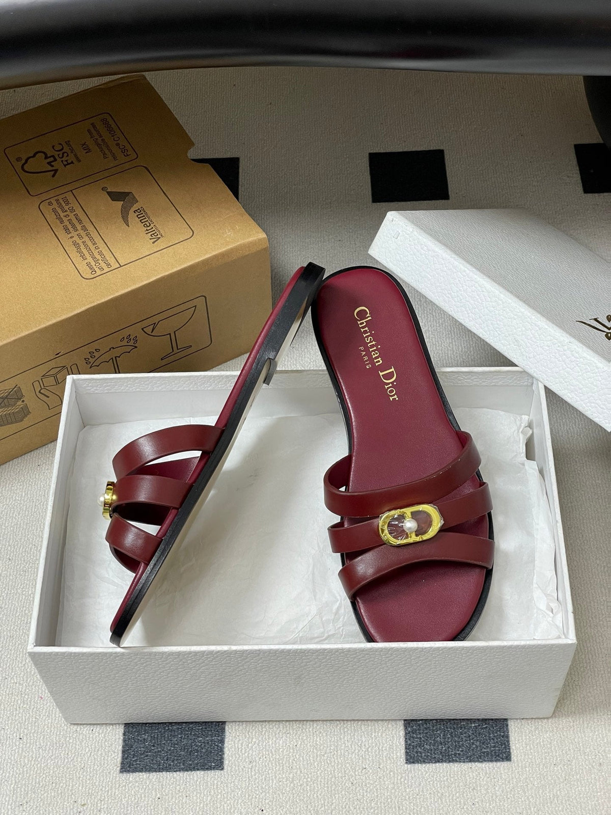 CD 26 Chunky Heel Sandals Burgundy Leather 593529