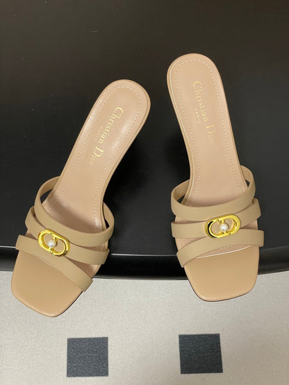 CD 26 High-Heeled Sandals 80mm Beige Cowhide 632588