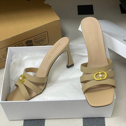 CD 26 High-Heeled Sandals 80mm Beige Cowhide 632588
