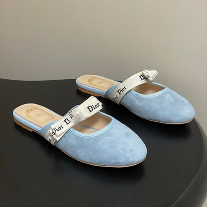 CD J'Adior Mules Light Blue Beige Suede 834933