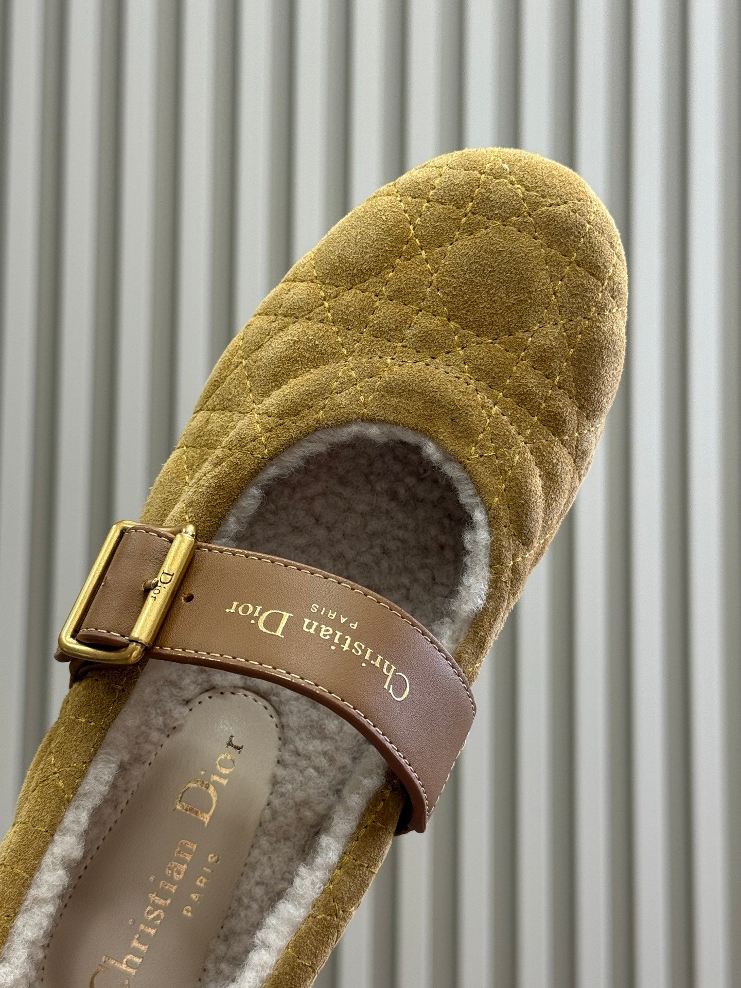 CD Alps Dior Frost Ballet Flat Amber Gold Suede Wool 561808