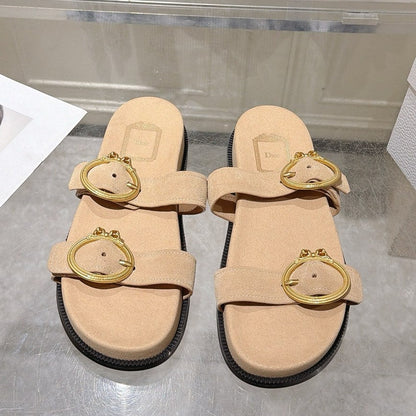 Dior 2026 Medaillon Buckle Slide Sandal Calfskin 919025