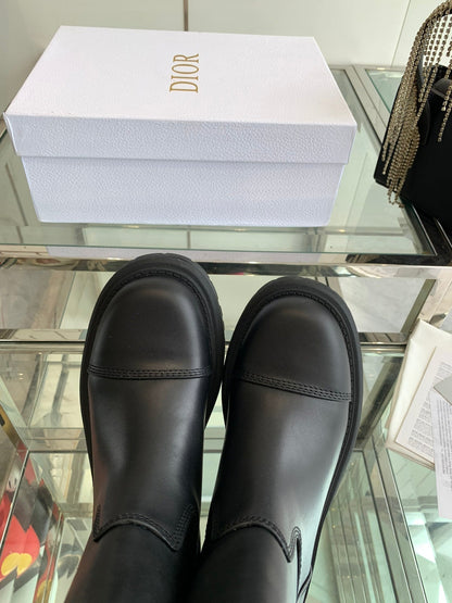 CD Ankle Boot Plain Black Calfskin