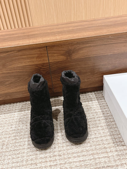 CD Ankle Boots Black Fleece And Windbreaker Fabric