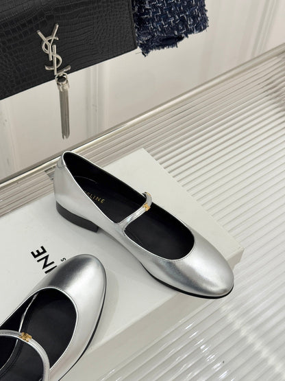 Celine 26 Mary-Jane Ballet Flats Leather 755874