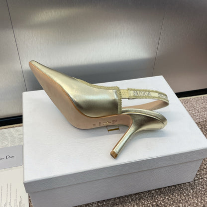 cd slingback pump 95 gold green cakfskin