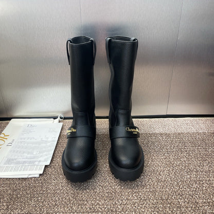 CD Ankle punk-inspired women's boots black cowhide