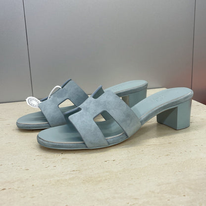 HM 26ss  Oran Sandals 45 Muted Teal Suede Cowhide 607219