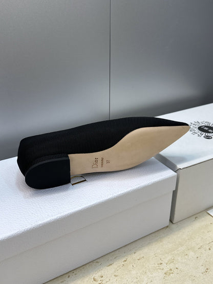 CD J'Adior Ballet Flat Black Technical Fabric 633064