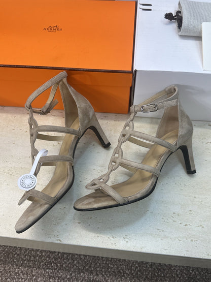 HM 26ss High Heels Sandals 70 Beige Suede 633220