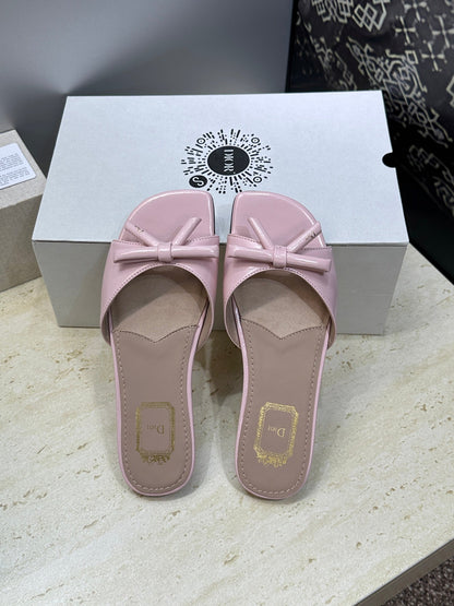CD Dior Bow Slides Pink Leather 884660