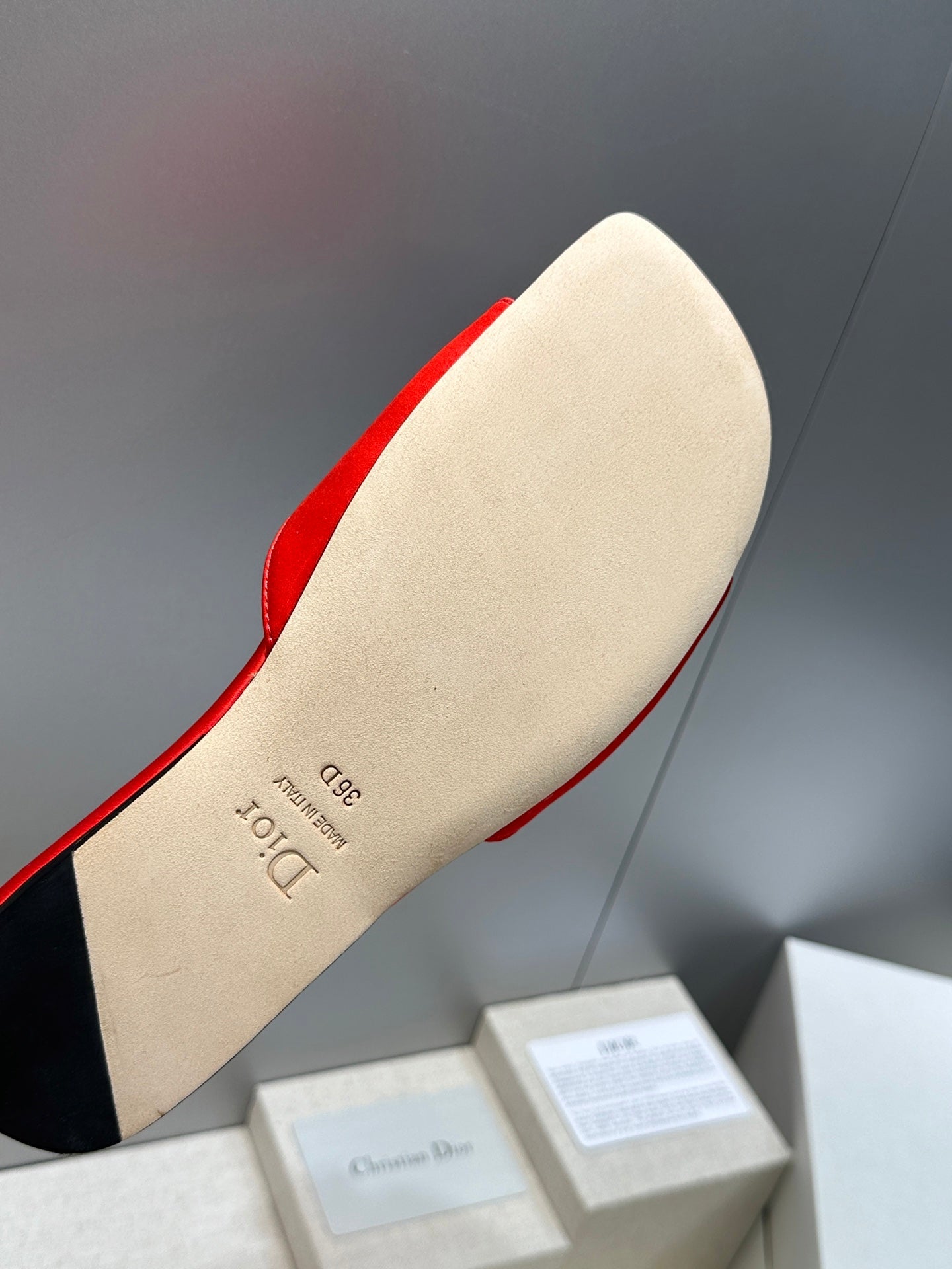 CD Dior Bow Slides Red Satin 884662