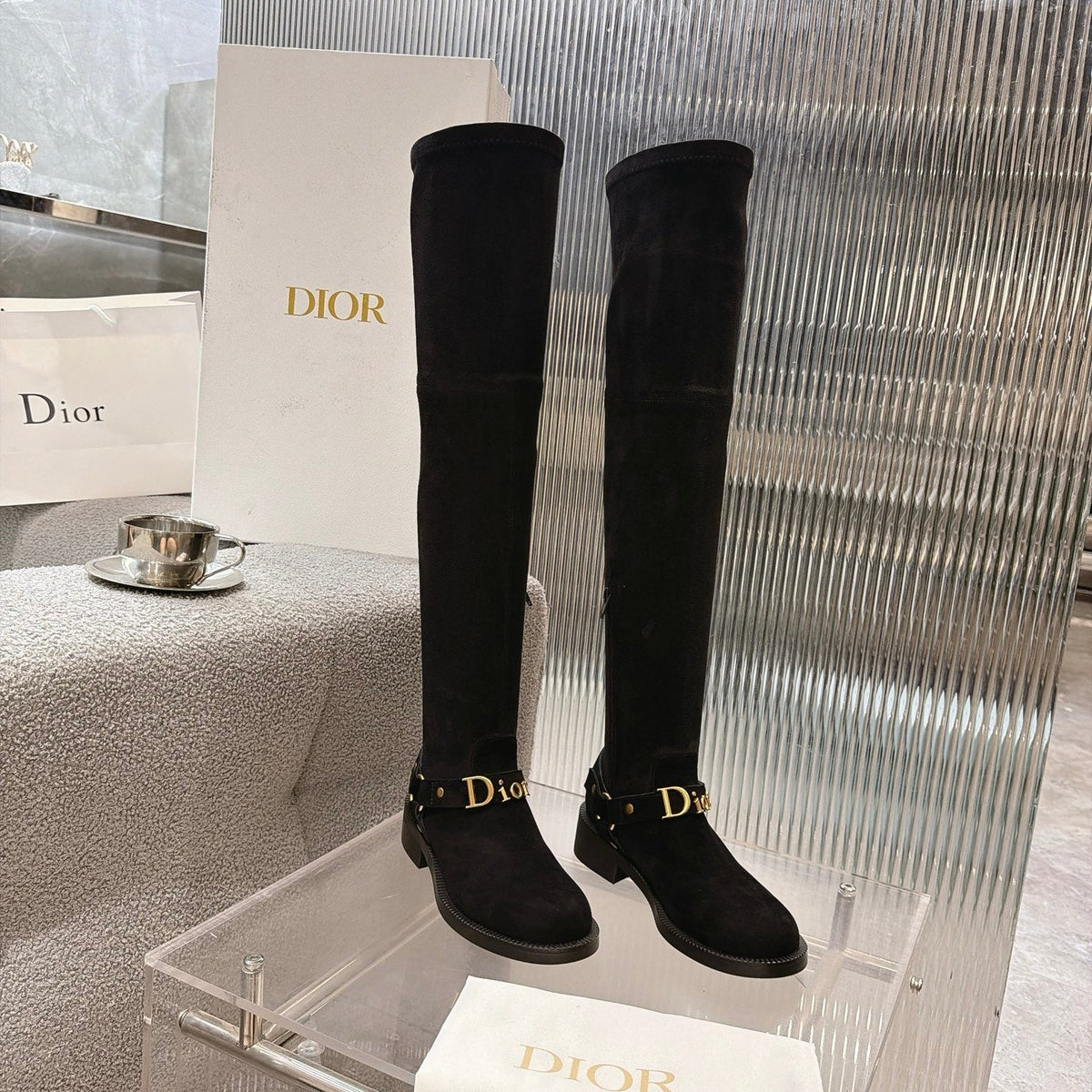 CD 26s Bolt Over-The-Knee Boot Black Suede 924098