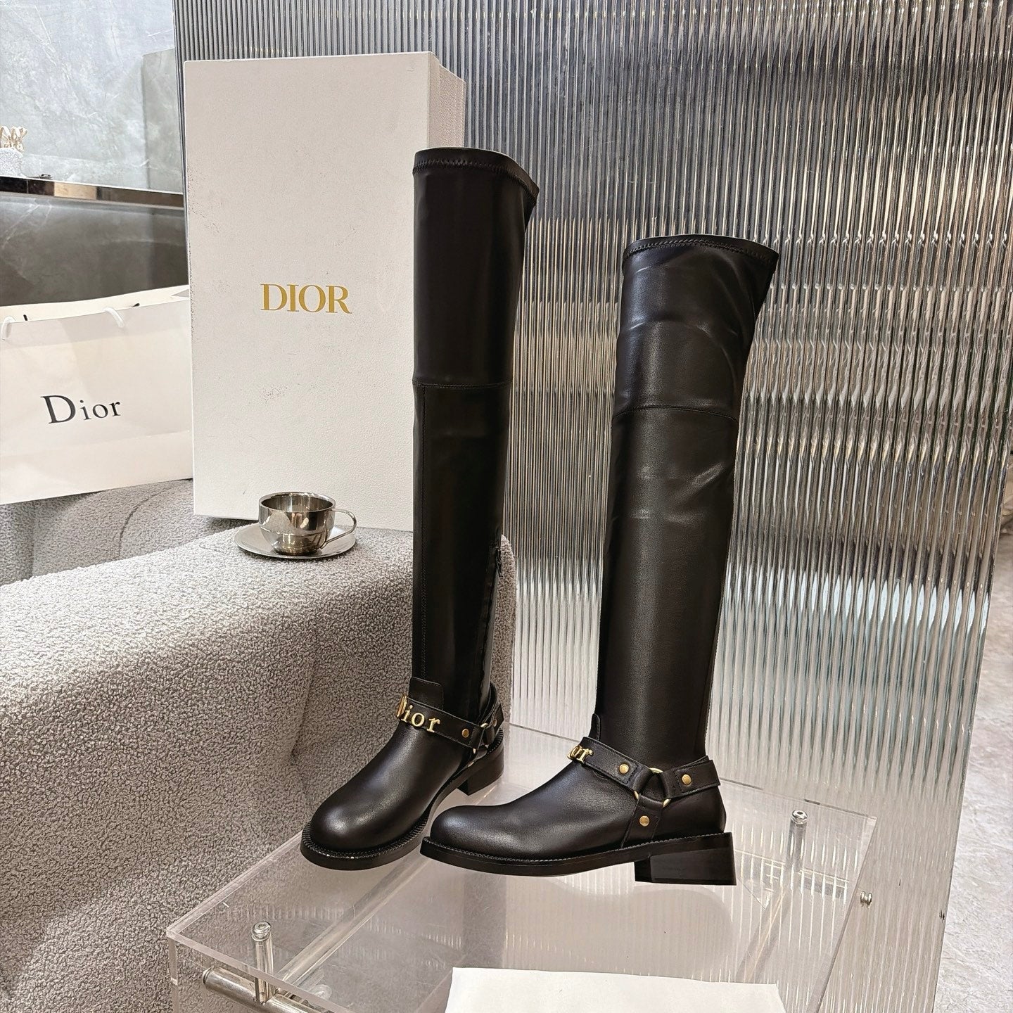 CD 26s Bolt Over-The-Knee Boot Black Calfskin 924099