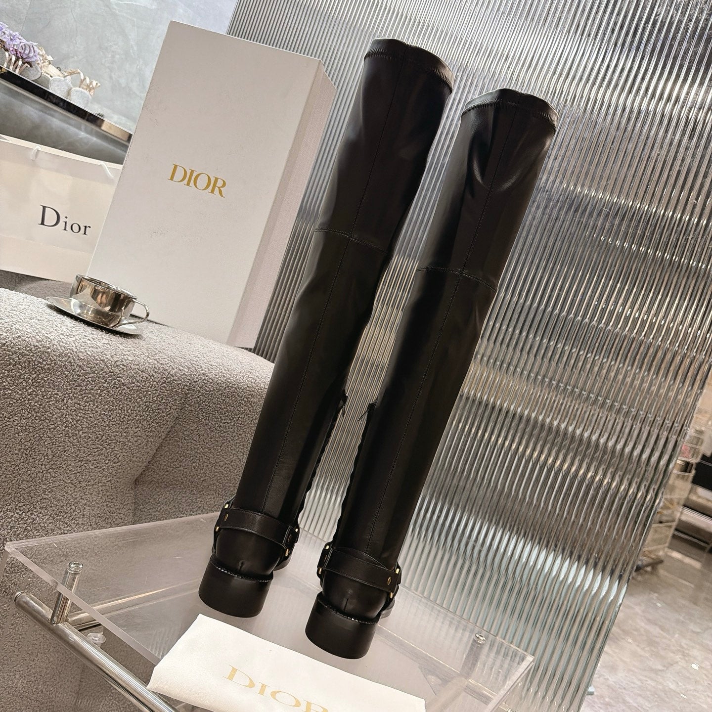 CD 26s Bolt Over-The-Knee Boot Black Calfskin 924099