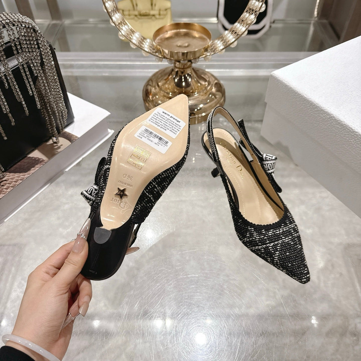 CD 26 Slingback 45mm Black Tweed 592237