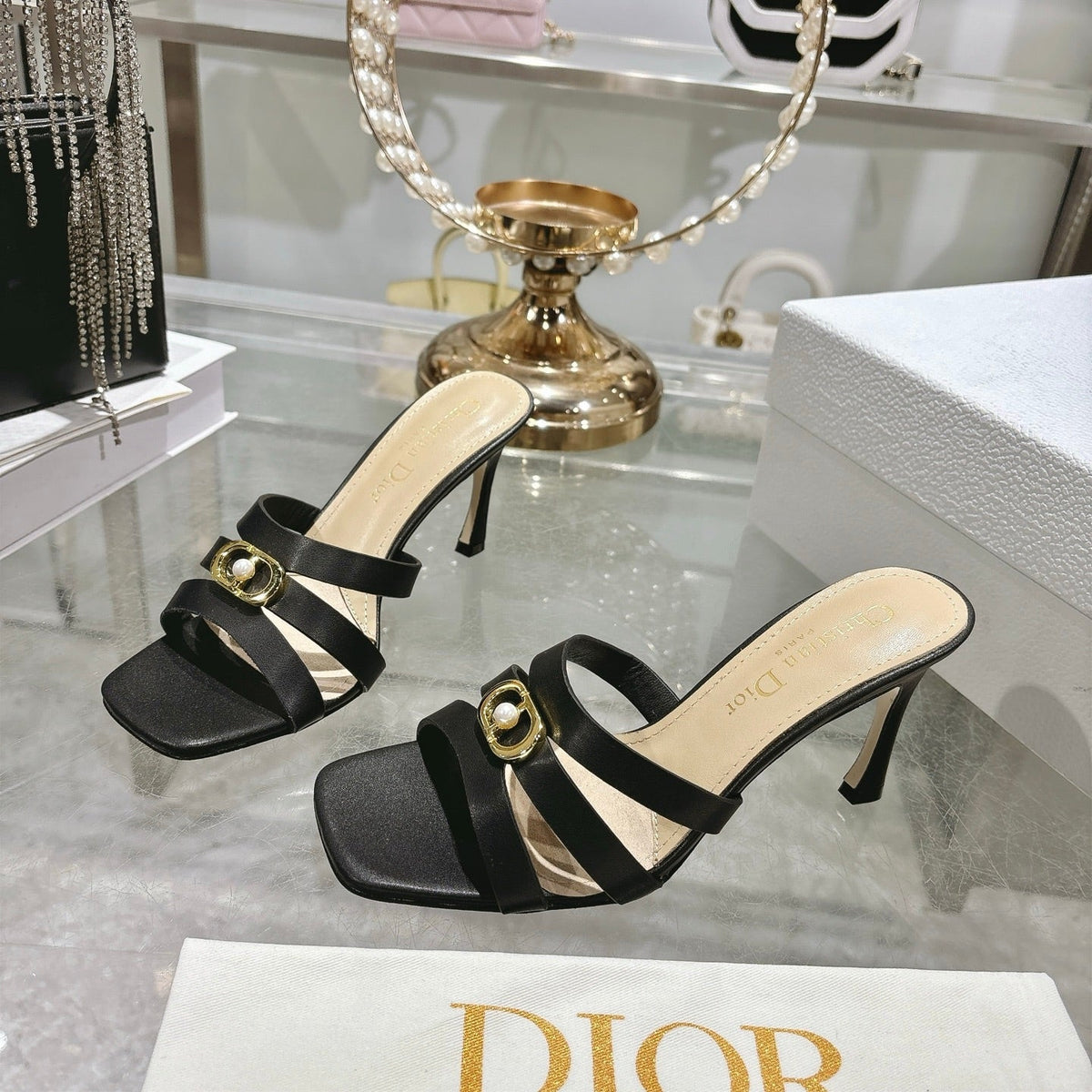 CD 26 High-Heeled Sandals 75mm Leather 592256