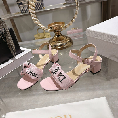CD J'Adior Sandals Light Pink Canvas Leather 901715
