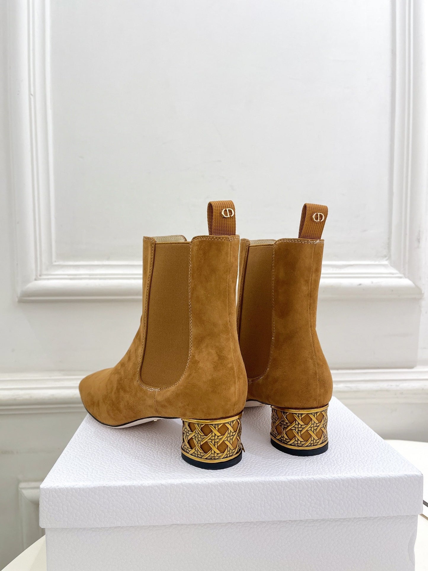 CD Icon Heeled Ankle Boot 40mm Brown Orange Suede