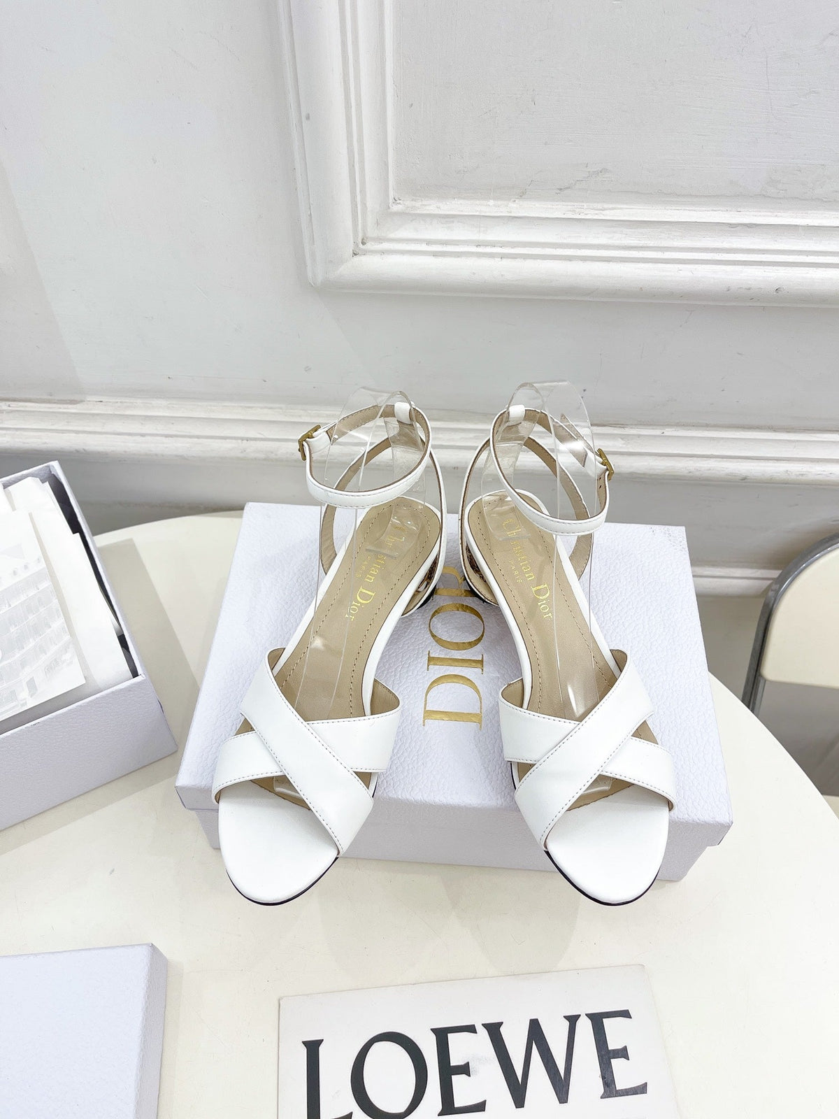 CD Icon Heeled Sandal 40mm White Calfskin