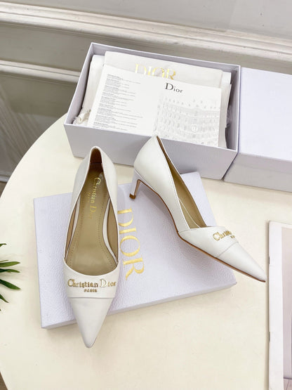 CD 25 Pump High Heels White Calfskin 307421