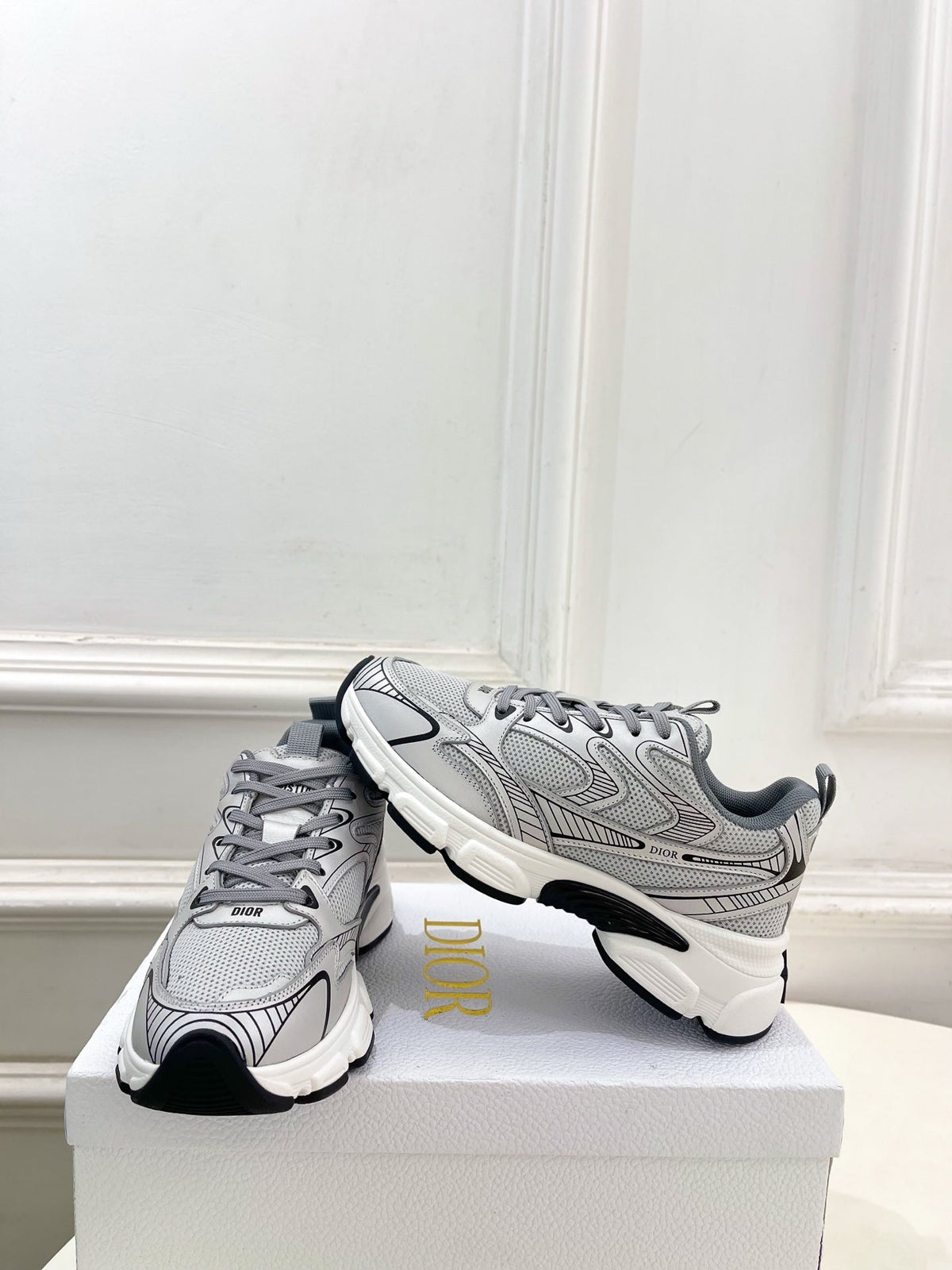 CD SS26 B30 Sneakers Silver Grey Cowhide Mesh 631930