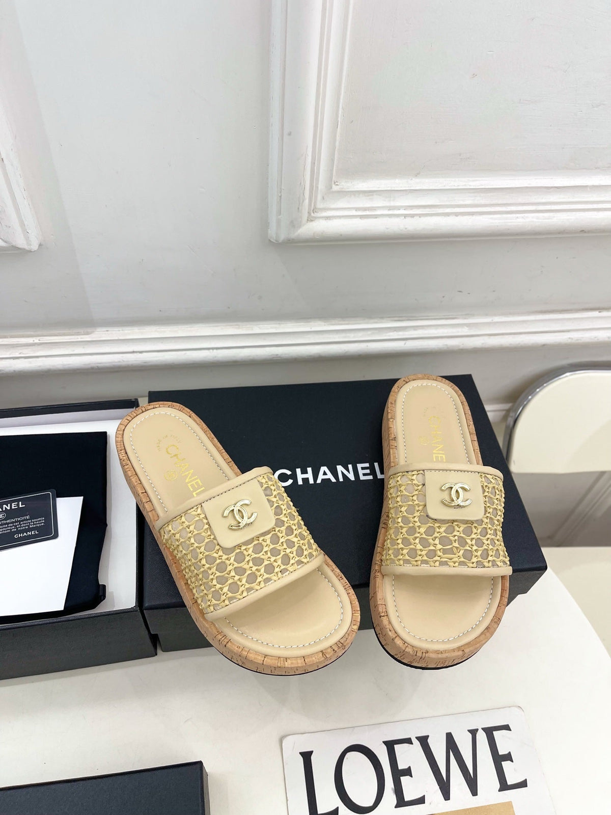 Chanel 2026 Woven Platform Slippers Sheepskin 831402