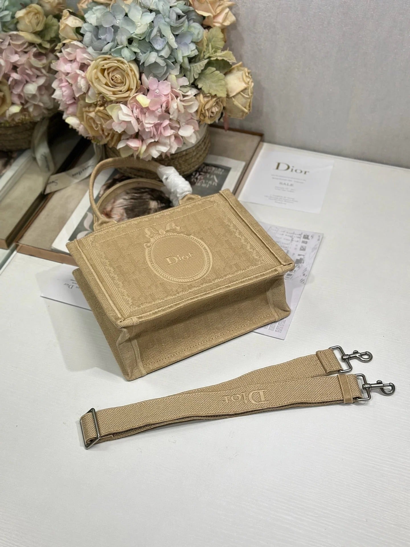 Dior 2026 Book Tote Bag With Médaillon Embroidery Beige Canvas 288466